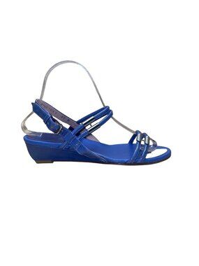 Stuart Weitzman Women’s Blue Adjustable Strappy Slingback Wedge Sandals Size 6.5